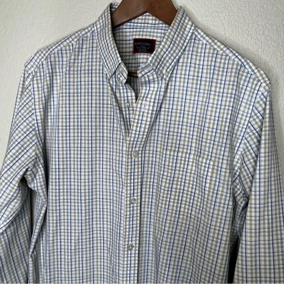 UNTUCKit Slim Fit Wrinkle Free Verdanel Checkered Button Down Shirt Men's Large - Picture 2 of 15